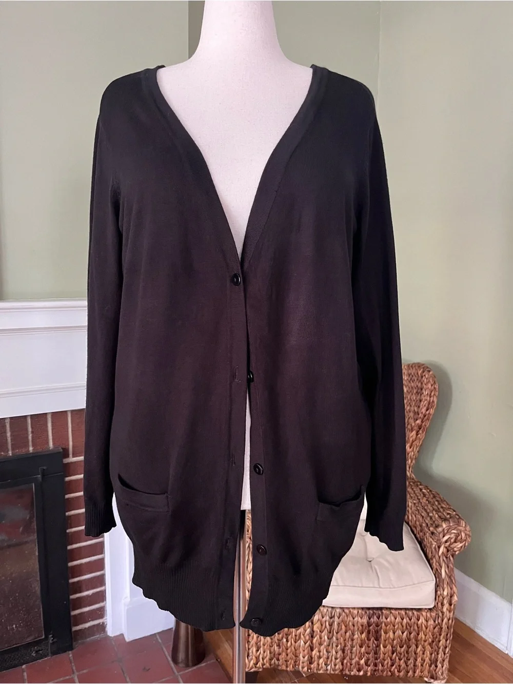ELOQUII Black Lightweight Longline Cardigan | Size 18/20